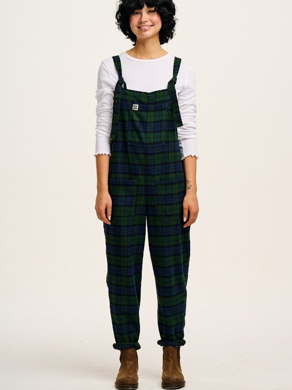 Lucy & Yak Original Dungarees Forest Tartan UK 12/ US8 NWT Brushed Cotton